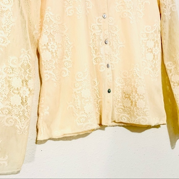 J. JILL cream eyelet lace blouson blouse long sleeves women’s size S - Picture 4 of 8
